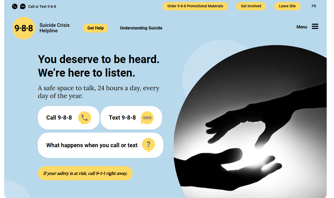 The 9-8-8 Suicide Crisis Helpline website