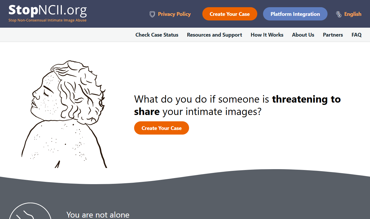 StopNCII.org, a free service that helps adults block intimate images from spreading on participating platforms